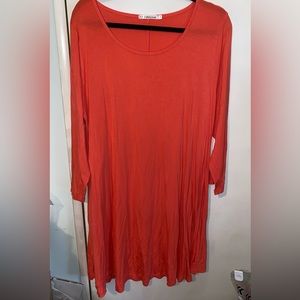Jollie Lovin Womens 3X Tomato Tangerine Knit Tunic Dress 3/4 Sleeve